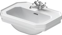 Duravit Serie 1930 Handwaschbecken oktogonal 50x36,5cm, mit Überlauf, mit Hahnloch, WonderGliss, weiß 07855000001