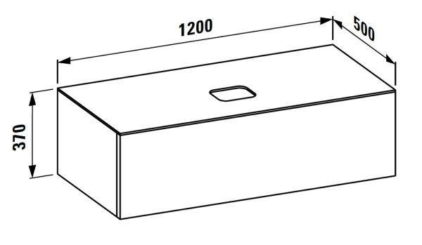 Laufen IL BAGNO ALESSI ONE Schubladenelement 1200, Ausschnitt MItte, zu WT H81897, techn. Zeichnung