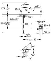 Vorschau: Grohe BauLoop Einhand-Waschtischbatterie S-Size mit Ablaufgarnitur, chrom