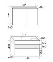 Vorschau: Burgbad Yumo Badmöbel-Set 101,5cm, Spiegelschrank, Mineralguss-Waschtisch und WT-Unterschrank