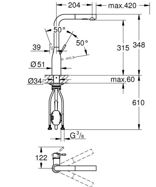 Grohe Essence Einhand-Spültischbatterie mit herausziehbarer Dual Spülbrause