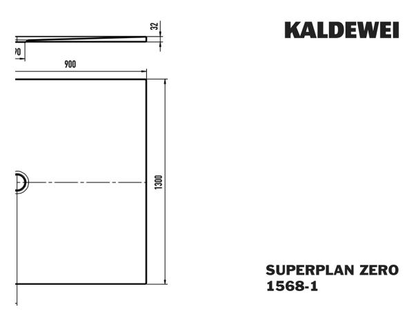 Kaldewei Superplan Zero bodenebene Rechteck-Duschwanne 90x130cm Mod.1568-1