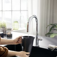 Vorschau: Hansgrohe Aqittura M91 Küchenarmatur mit FilterSystem 210 Ausziehauslauf 1jet sBox, chrom 76826000