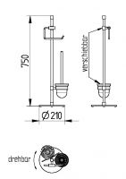 Vorschau: Avenarius Design-Ständer WC mit Glasfuß, mit Papierhalter und Toilettenbürstengarnitur, chrom