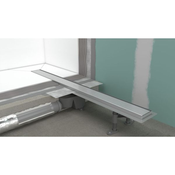 RainDrain Go Komplettset Duschrinne 90cm befliesbar für Standard-/flache Installation, edelstahl gebürstet 56274800