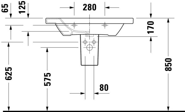 Duravit DuraStyle Waschtisch 80x48cm, mit Überlauf, ohne Wondergliss, weiß 2320800000