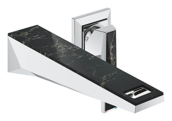 Grohe Allure Brilliant 2-Loch-Waschtisch-Wandbatterie mit Vanilla Noir Ceasarstone Einlagen, chrom 29521000