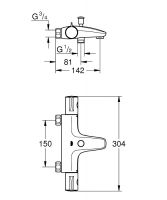 Vorschau: Grohe Grohtherm 800 Thermostat-Wannenbatterie, chrom