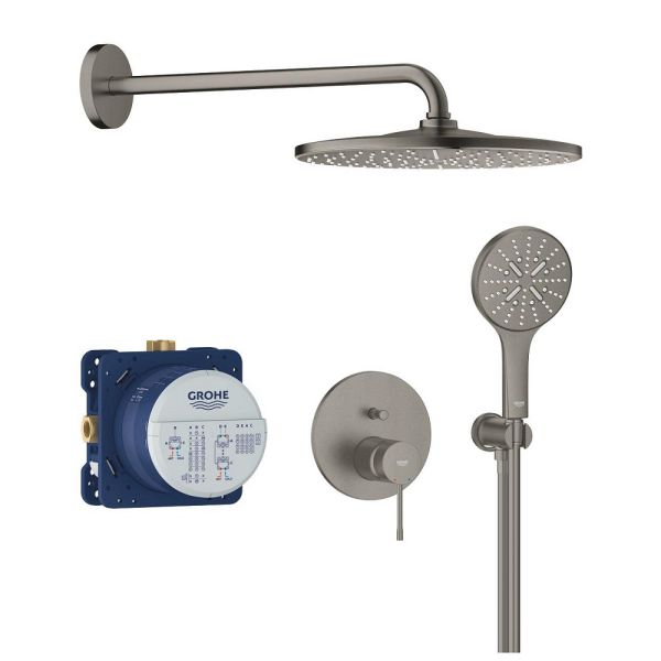 Grohe Essence Duschsystem Unterputz mit Rainshower Mono 310, hard garphite gebürstet