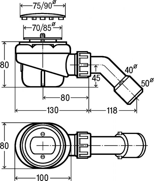 Viega Domoplex-​Ablaufgarnitur Ø52mm Ablaufloch, Komplett-Set, chrom Modell 6928