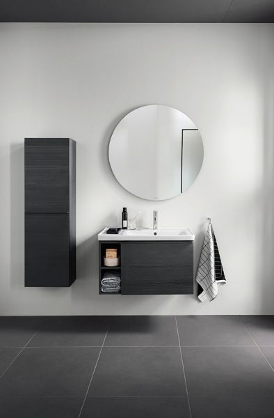 Duravit D-Neo Waschtisch rechteckig 80x48cm, mit Hahnloch, Überlauf, Becken rechts, WonderGliss, weiß