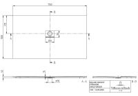 Vorschau: Villeroy&Boch Squaro Infinity Quaryl®-Duschwanne, flächenbündiger Einbau, 170x100cm, techn. Zeichnung