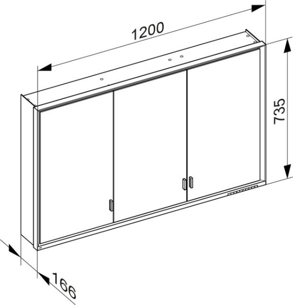 Keuco Royal Lumos Spiegelschrank für Wandvorbau, 3 lange Türen, DALI-steuerbar 120x73,5cm 14305172303_2