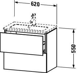 Duravit L-Cube Waschtischunterschrank wandhängend 62x39cm mit 2 Schubladen für ME by Starck 234263