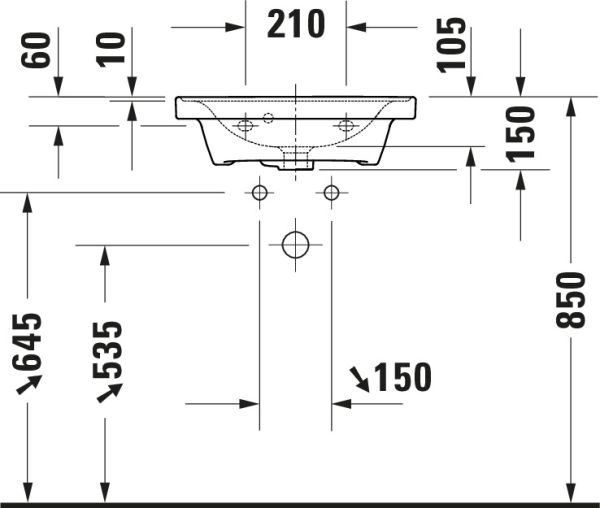 Duravit D-Neo Handwaschbecken rechteckig 50x40cm, mit Überlauf, weiß 0742500060