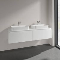 Villeroy&Boch Legato Waschtischunterschrank 160x50cm für Aufsatzwaschtisch, 2 Auszüge glossy white B76700DH1