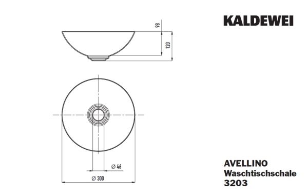 Kaldewei Avellino MOD.3203 Waschtisch-Schale rund Ø30cm, Perl-Effekt, beidseitig emailliert