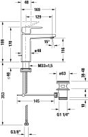 Vorschau: Duravit Manhattan Einhebel-Waschtischarmatur M mit Zugstangen-Ablaufgarnitur wassersparend, chrom MH1022001010