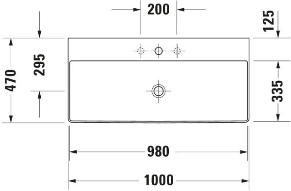 Duravit DuraSquare Waschtisch 100x47cm, ohne Überlauf, mit Wondergliss, mit nicht verschließbarem Ablaufventil, weiß 23531000711