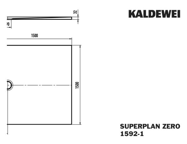 Kaldewei Superplan Zero bodenebene Quadrat-Duschwanne 150x150cm Mod. 1592-1