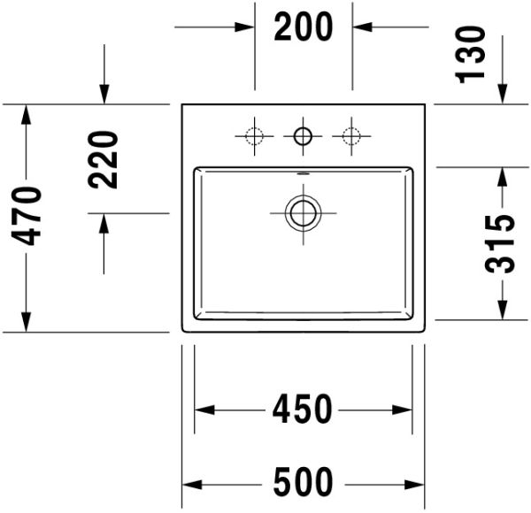 Duravit Vero Air Waschtisch 50x47cm, mit 1 Hahnloch, mit Überlauf, geschliffen, weiß 2350500027