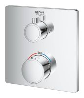 Vorschau: Grohe Grohtherm Thermostat-Wannenbatterie mit integrierter 2-Wege-Umstellung, eckig, chrom