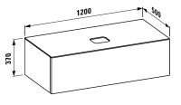 Vorschau: Laufen IL BAGNO ALESSI ONE Schubladenelement 1200, Ausschnitt MItte, zu WT H81897, techn. Zeichnung