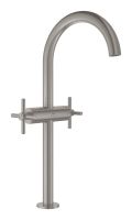 Vorschau: Grohe Atrio 2-Griff-Waschtischmischer XL-Size für Aufsatzbecken mit Push-Open, Kreuzgriffen supersteel 21149DC0