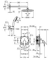 Vorschau: Grohe Eurosmart Duschsystem Unterputz mit Tempesta 250, chrom