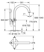 Vorschau: Grohe Atrio 2-Griff-Wannenarmatur freistehend, für Atrio Hebelgriffe 48458-9/48646