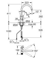 Vorschau: Grohe Blue Pure BauCurve Einzelarmatur, schwenkbarer C-Auslauf mit Filterfunktion, chrom