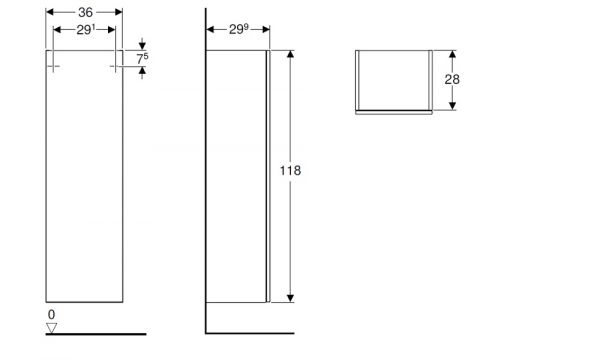 Geberit Smyle Square Mittelhochschrank mit einer Tür, 36x118cm