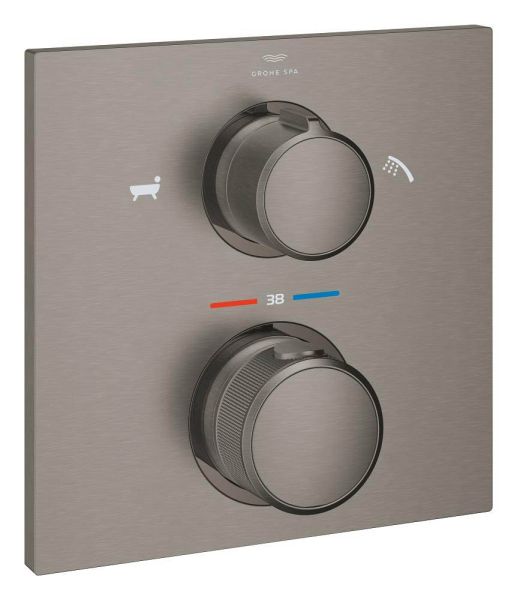 Grohe Allure Thermostat-Wannenbatterie mit integrierter 2-Wege-Umstellung, hard graphite gebürstet 19446AL2