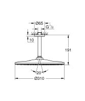 Vorschau: Grohe Rainshower Mono 310 Kopfbrauseset Deckenauslass 14,2cm, phantom black