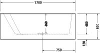 Vorschau: Duravit Paiova Einbau-Badewanne trapezförmig, Rückenschräge links 170x100cm, weiß