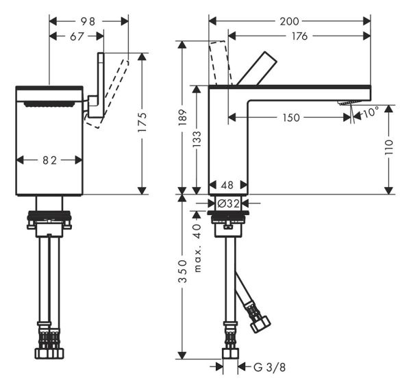 Axor MyEdition Einhebel-Waschtischmischer 110 mit Push-Open Ablaufgarnitur, ohne Platte