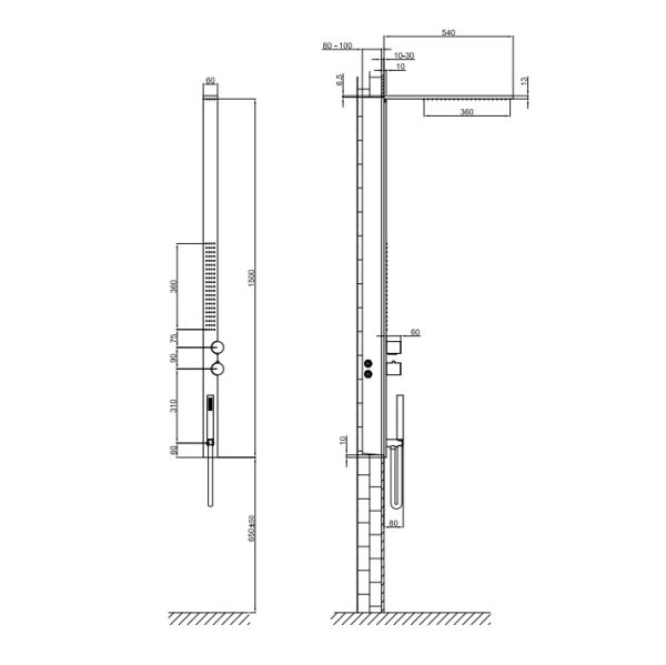 Fantini Milanoslim Duschsäule Unterputz, edelstahl gebürstet Ausstellungsstück