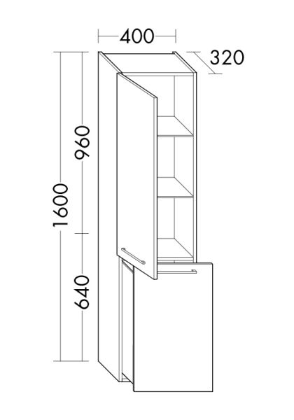 Burgbad Crono Hochschrank mit 1 Tür und 1 Auszug mit Wäschekorb HSGQ040LF1786G0141