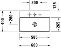 Vorschau: Duravit DuraSquare Waschtisch 60x40cm, mit Wondergliss, mit nicht verschließbarem Ablaufventil, Ausführung kurz, weiß 23566000701