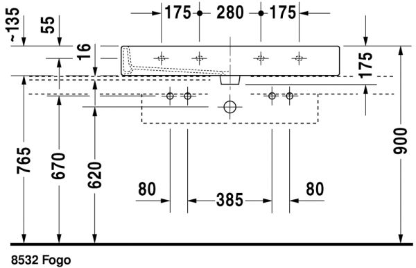 Duravit Vero Waschtisch 100x47cm, 2 Hahnlöcher, mit Überlauf, geschliffen, weiß 0454100026