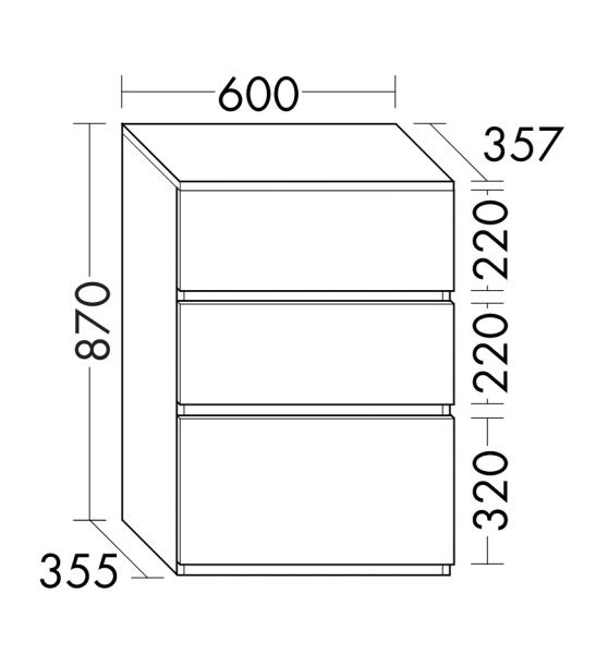 Burgbad Lin20 Unterschrank mit 3 Auszüge, bodenstehend, 60x35,7cm USIX060F5351