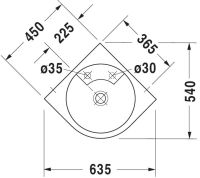 Vorschau: Duravit Architec Eck-Handwaschbecken halbrund 63,5x54cm, mit Hahnloch, ohne Überlauf, weiß