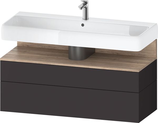 Duravit Qatego Unterschrank 119x47cm in graphit mit offenem Fach in eiche QA4396 