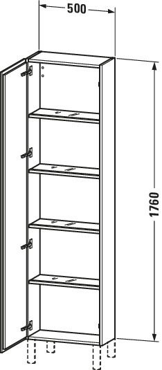 Duravit L-Cube Hochschrank 50x176cm mit 1 Tür, techn. Zeichnung