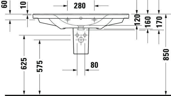 Duravit D-Neo Waschtisch rechteckig 100,5x48cm, mit Überlauf, ohne Hahnloch, weiß 2367100060