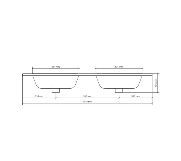 RIHO Porto Square Doppelwaschtisch mit Unterschrank 120cm & LED-Spiegelschrank, 4 Auszüge