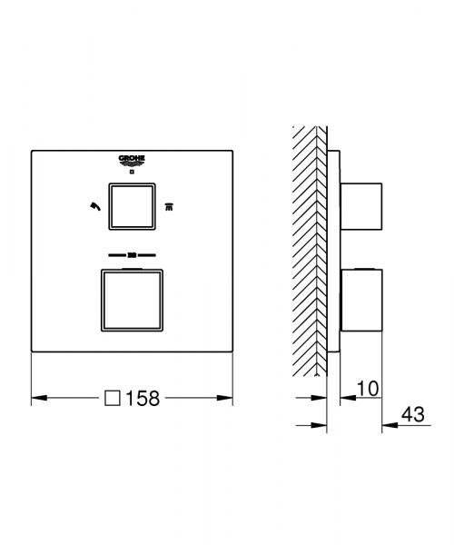 Grohe Grohtherm Cube Thermostat- Brausebatterie mit integrierter 2-Wege-Umstellung