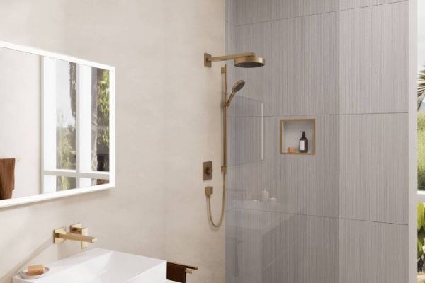 Hansgrohe XtraStoris Individual Wandnische mit Designrahmen 300/300/100, weiß matt/brushed bronze