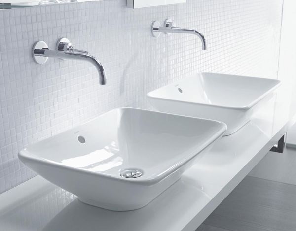 Duravit Bacino Aufsatzbecken 55x42cm rechteckig, mit Überlauf, ohne Hahnloch, weiß 0334520000