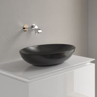 Vorschau: Villeroy&Boch Loop&Friends Aufsatzwaschtisch oval, 56x38cm schwarz matt 4A4700R7 mit Überlauf 4A4701 ohne Überlauf